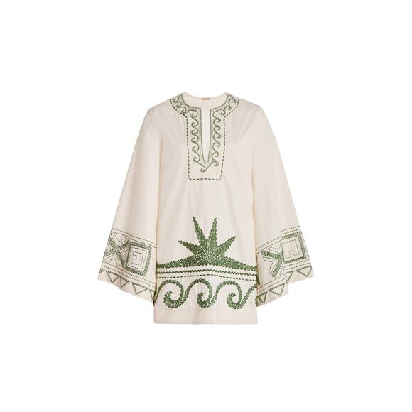 Johanna Ortiz 'Arrecifes' Green Stretch-Cotton Mini Dress Size S - NWT - Picture 1 of 4